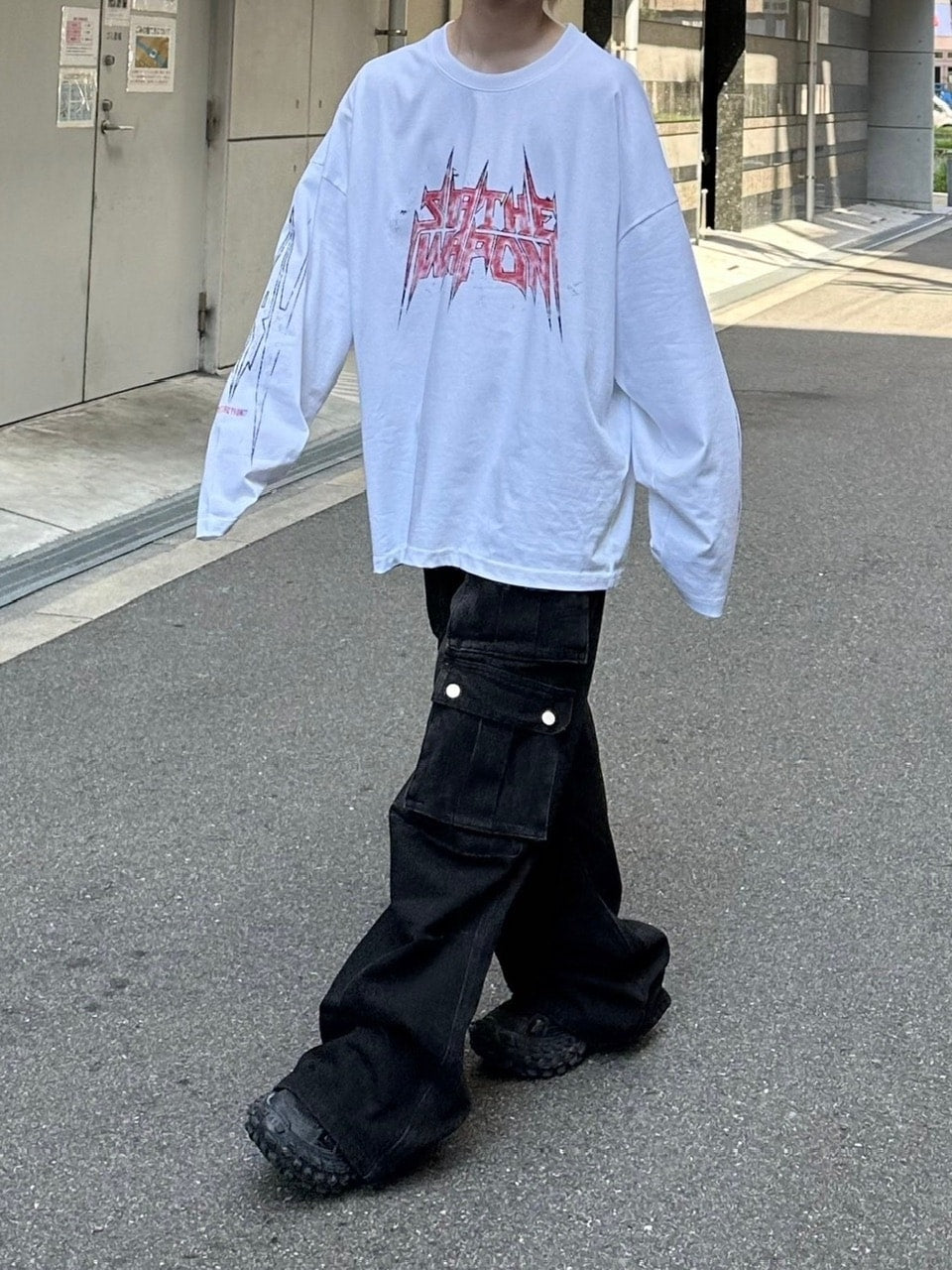 受注制【Chikashitsu +】oversized print long sleeve (2color) / 【チカシツプラス】オーバーサイズプリント長袖Tシャツ