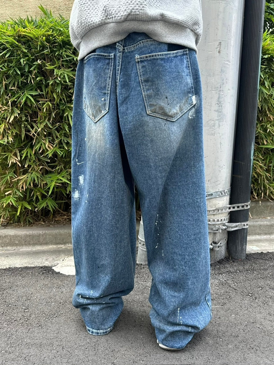 受注制【Chikashitsu +】painted buggy denim pants / 【チカシツプラス】ペイントバギーパンツデニムパンツ