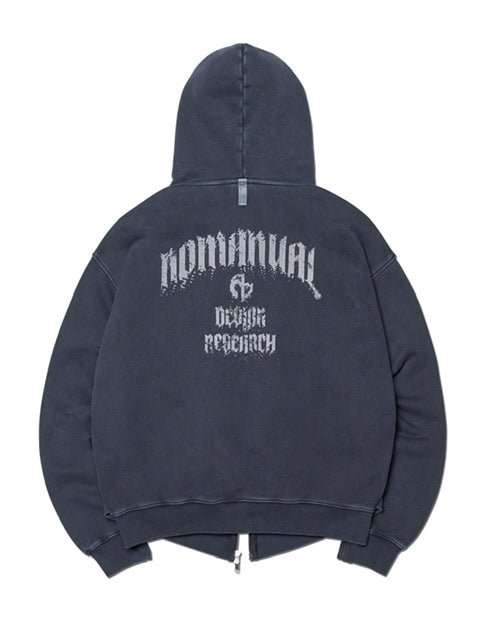 【NOMANUAL】OVERDYED LAYER HOODED ZIP-UP / 【ノーマニュアル】オーバーダイドレイヤージップアップ長袖パーカー
