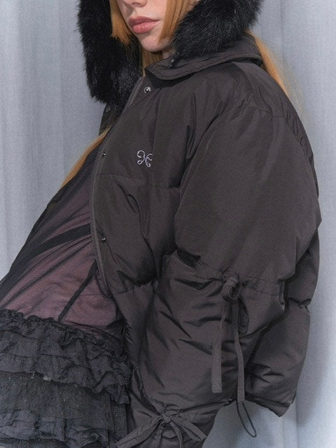 【FANCY CLUB】RIBBON COLLAR SHORT PUFFER
