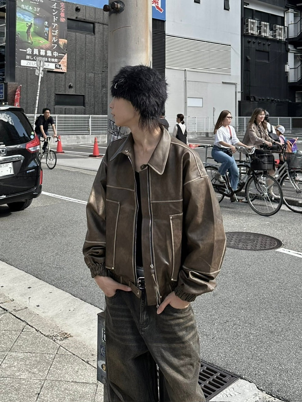 大阪店WEB限定受注制【Chikashitsu +】washing vegan leather jacket (2color)