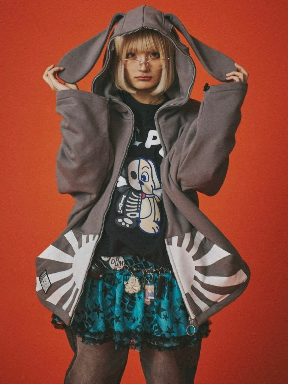 【GALFY】反戦パーカー / 【ガルフィー】ロゴ長袖耳付きパーカー