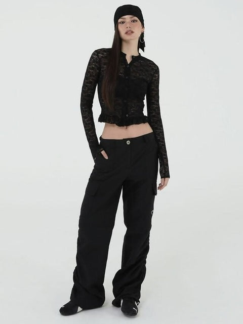 【Uglyshadow】LACE FRILL CARDIGAN / 【アグリーシャドウ】レースフリル長袖カーディガン