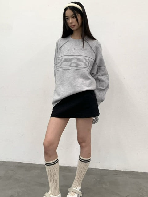 【ARCH by ROARINGWILD】Pattern Contrasting Decorative Thread Wool Sweater