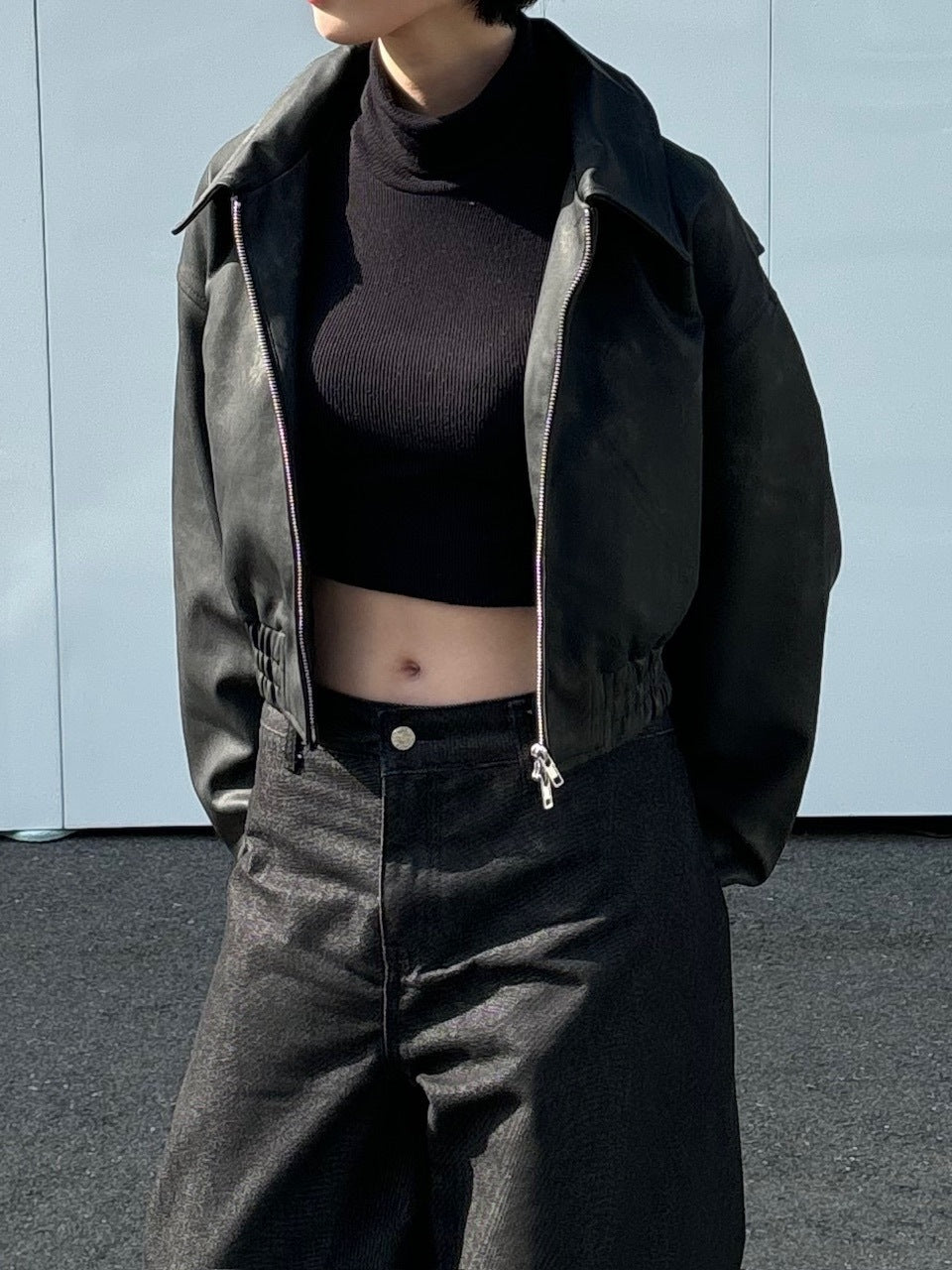 受注制【oaks】fake leather jacket (2color) / 【オークス】フェイクレザージャケット