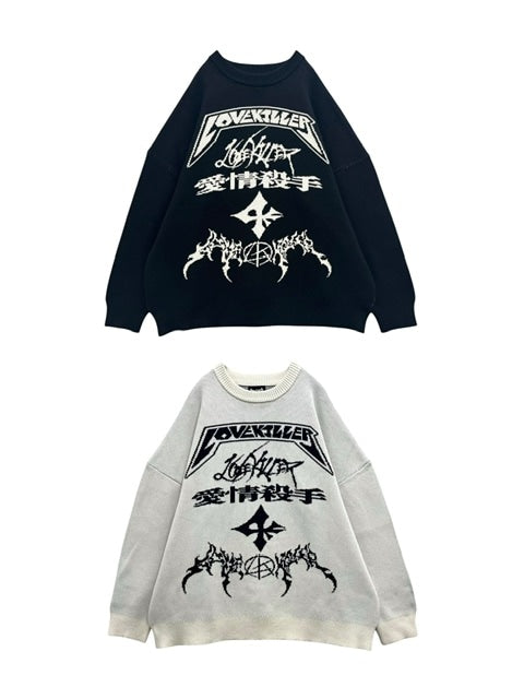【LOVE KILLER】Total logo oversize knit