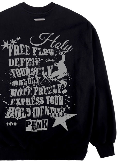 【HOLY NUMBER 7】Oversized Hip Hop fit lettering graffiti sweatshirt