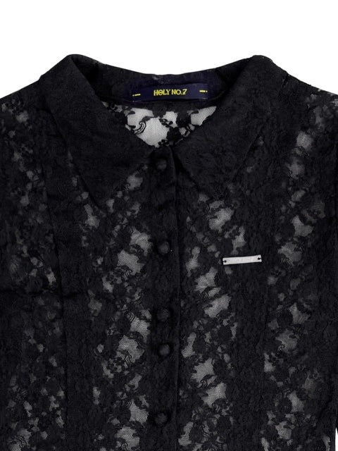 【HOLY NUMBER 7】lace strap holly emblem blouse