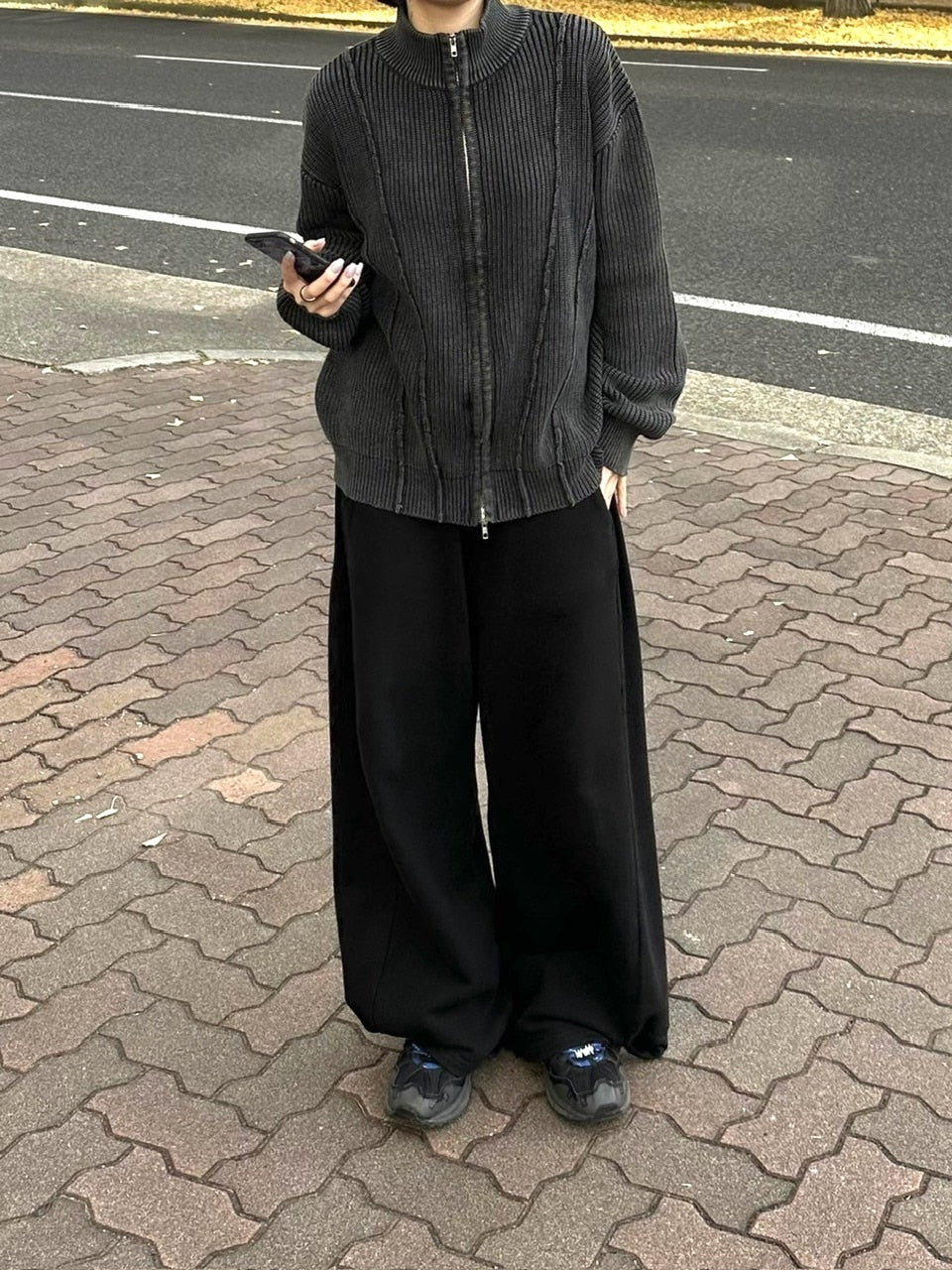 受注制【youll】wash double zip knit (2color)