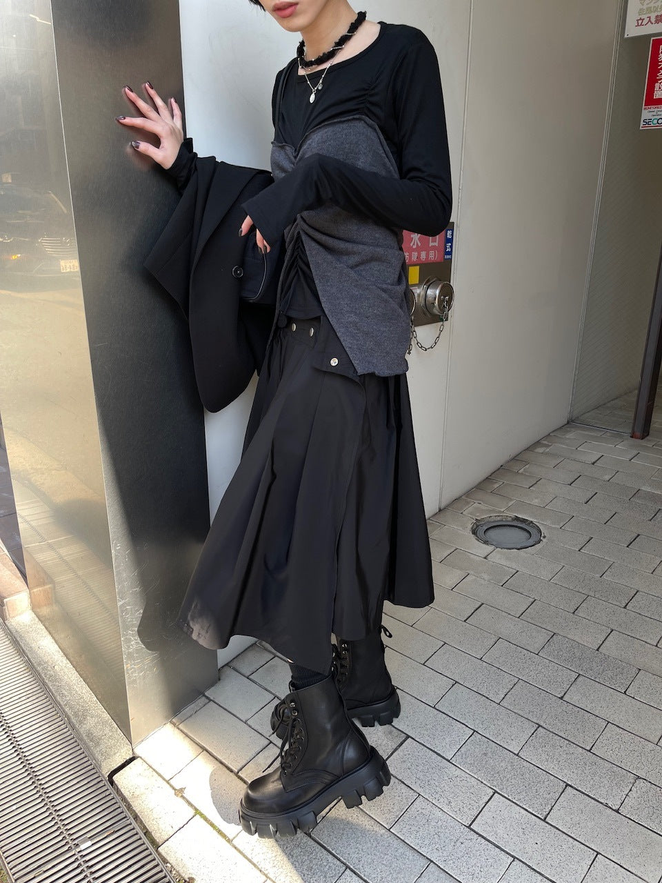 受注制【oaks】studs design pleats midi skirt