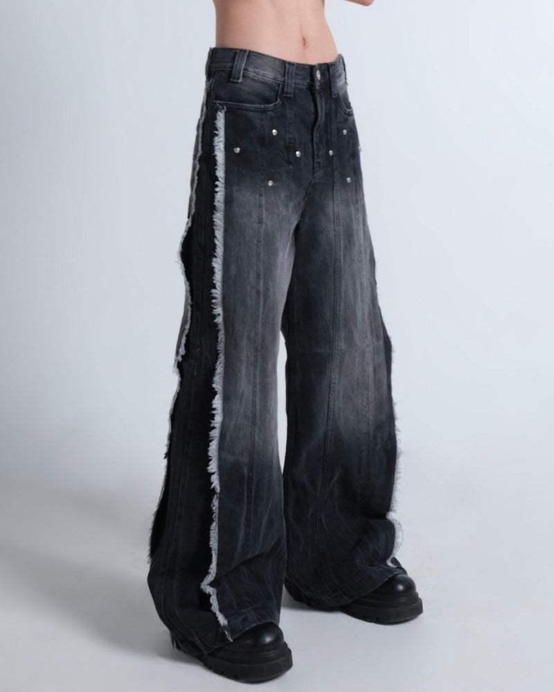 【IFEELLUCKY】Wide flare stud pants / 【アイフィールラッキー】ワイドフレアスタッズパンツ