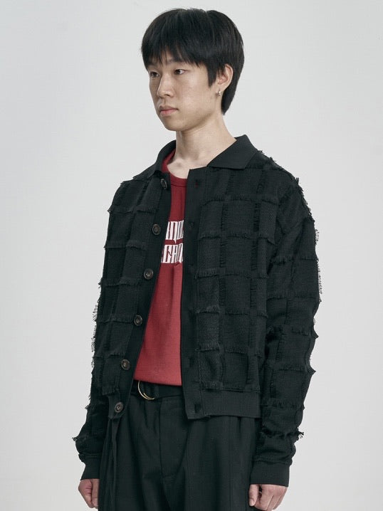 【AJOBYAJO】Fringe Check Cardigan
