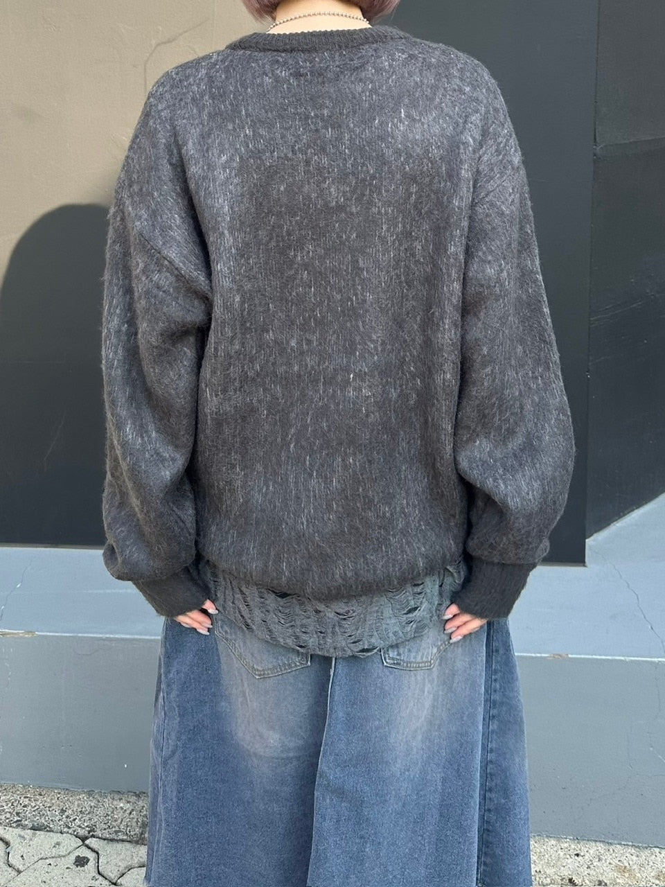 受注制【Chikashitsu +】unisex slogan knit (4color)