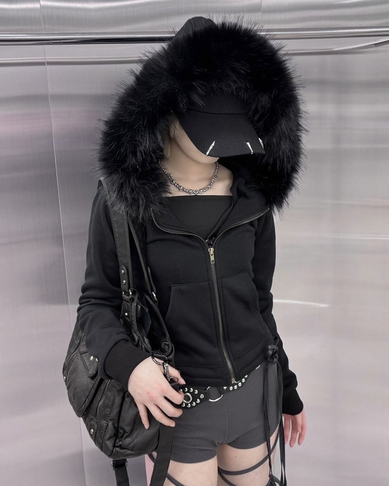 受注制【nmtc +】fur zip up hoodie (2color) / 【エヌエムティーシープラス】ファージップアップ長袖パーカー