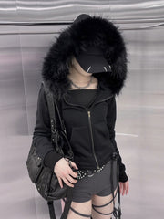 受注制【nmtc +】fur zip up hoodie (2color) / 【エヌエムティーシープラス】ファージップアップ長袖パーカー