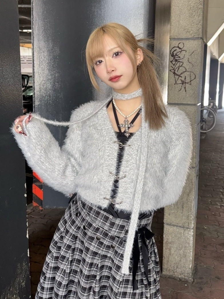 受注制【Never mind the XU】tie set knit cardigan (3color) / 【ネバーマインドザエックスユー】ネクタイセットニット長袖カーディガン