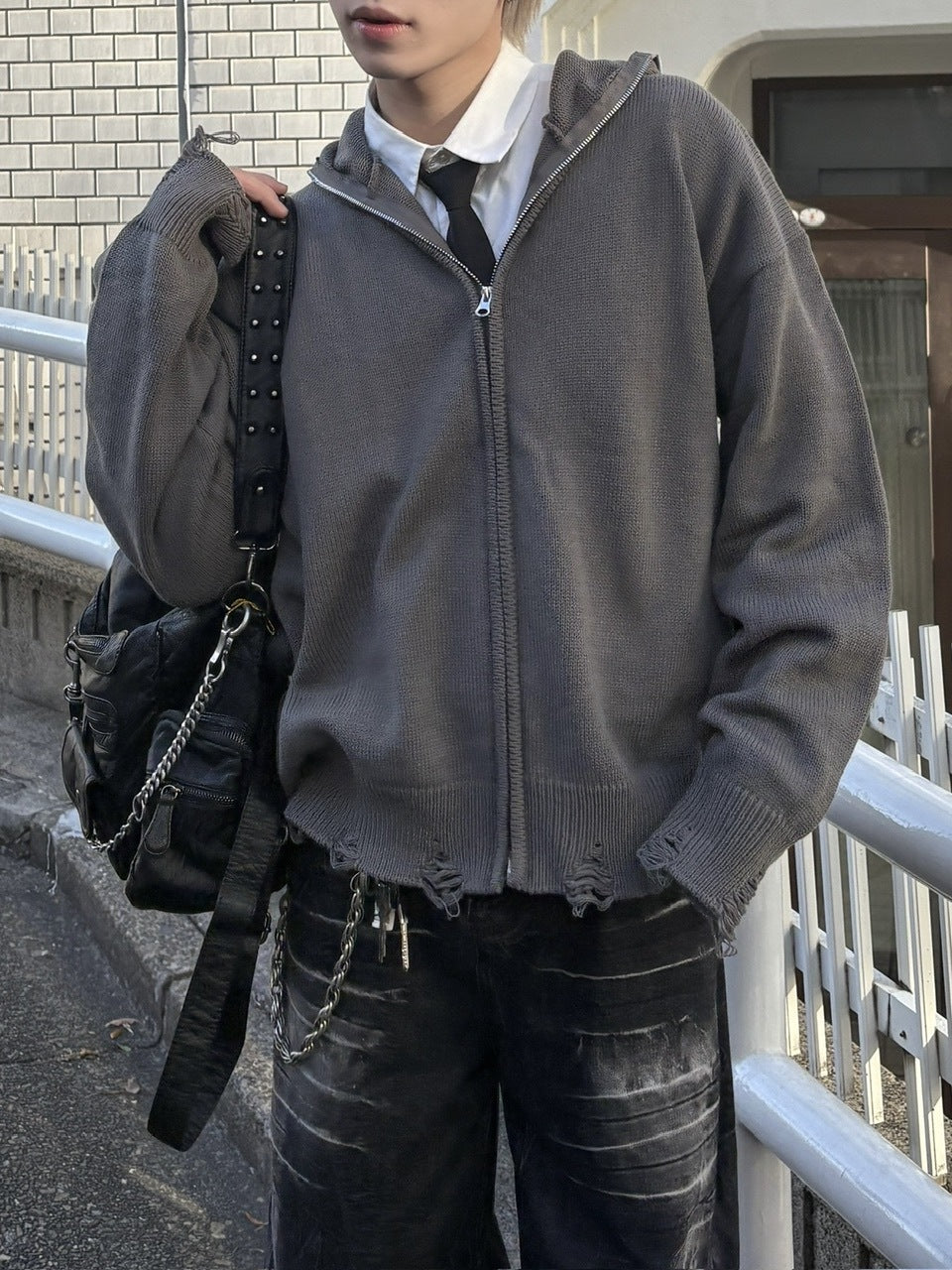 大阪店WEB限定受注制【Chikashitsu +】full zip up knit hoodie (3color)