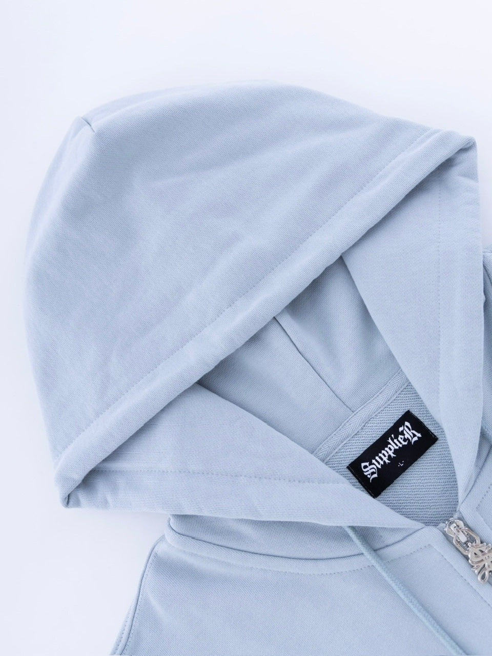 【SUPPLIER】2-Tone Rhinestone Cross Zip Hoodie