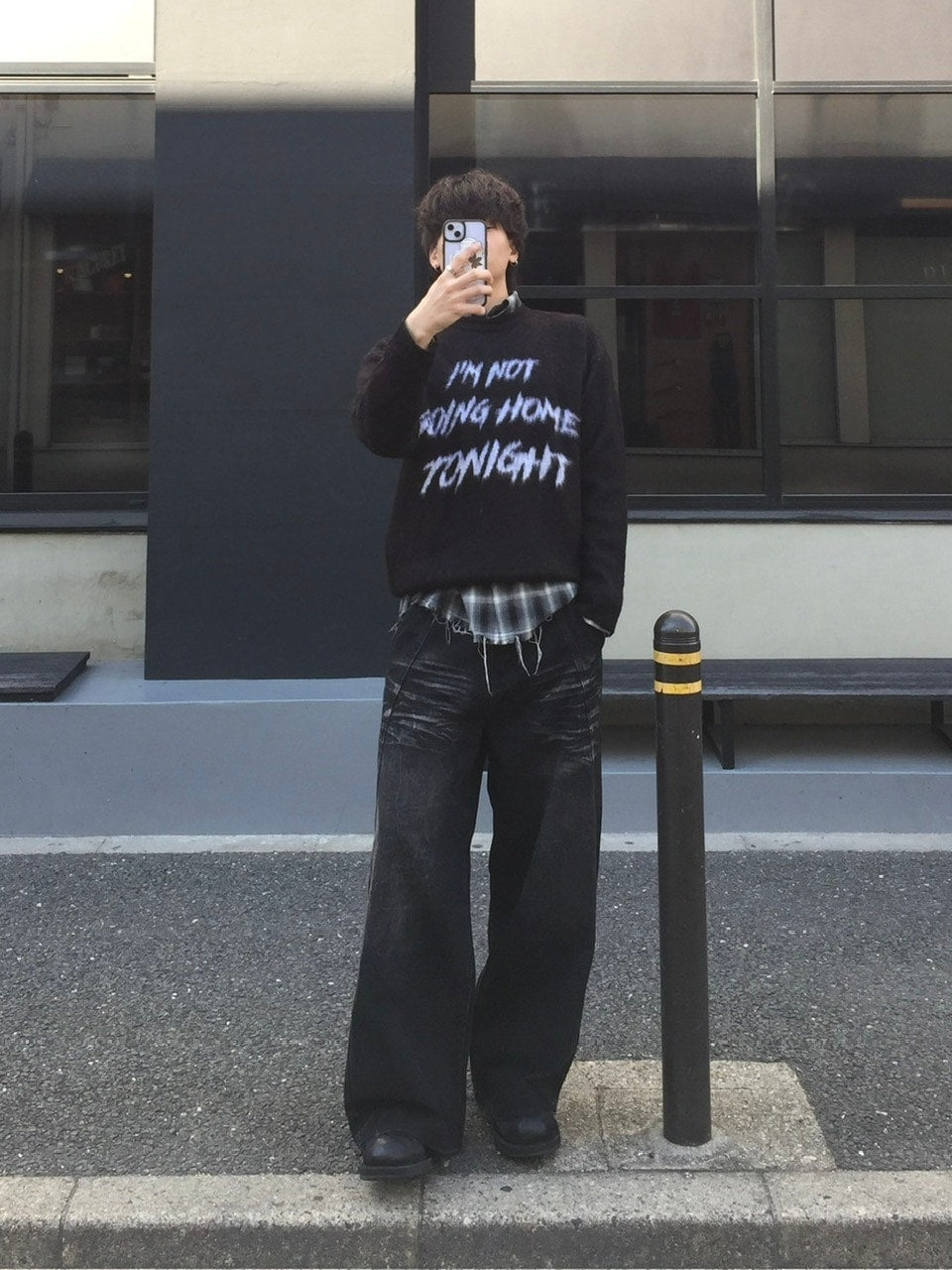 受注制【Chikashitsu +】curve stitch wide denim pants / 【チカシツプラス】カーブステッチワイドデニムパンツ