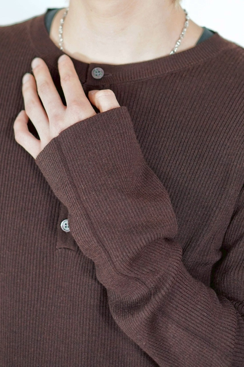 【Chikashitsu +】henry neck long sleeve knit (4color)