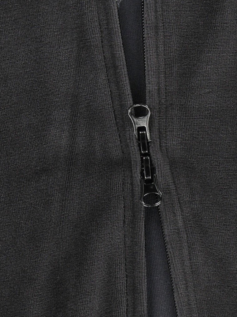 【AAKAM】98 Patch Velour Zip-Up Hoodie