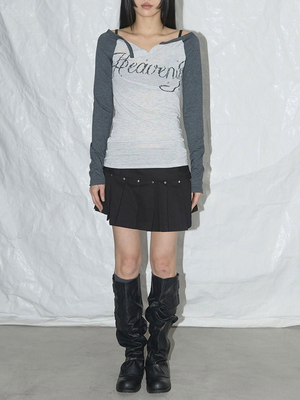 【FANCY CLUB】HEAVENLY OFF-SHOULDER LONG SLEEVE / 【ファンシークラブ】オフショルダーレタリングプリント長袖Tシャツ