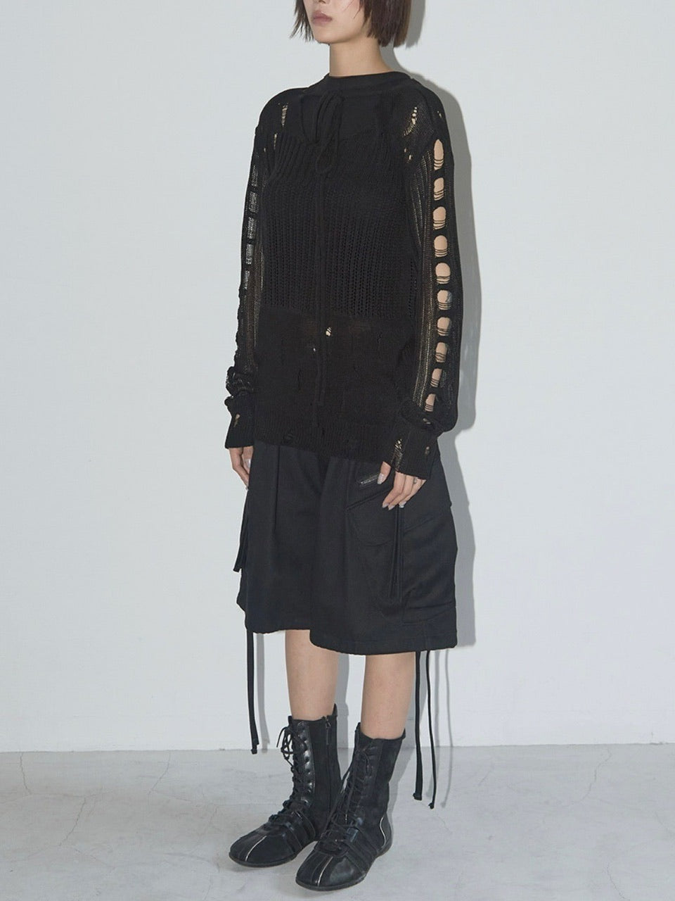 【FANCY CLUB】2-WAY DAMAGE KNIT LONG SLEEVE / 【ファンシークラブ】ダメージルーズニット