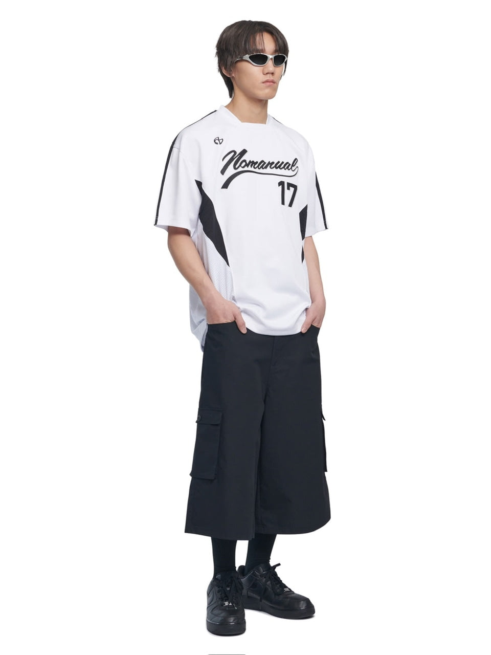 【NOMANUAL】SWEEP BASEBALL JERSEY / 【ノーマニュアル】ベースボールジャージロゴ半袖Tシャツ