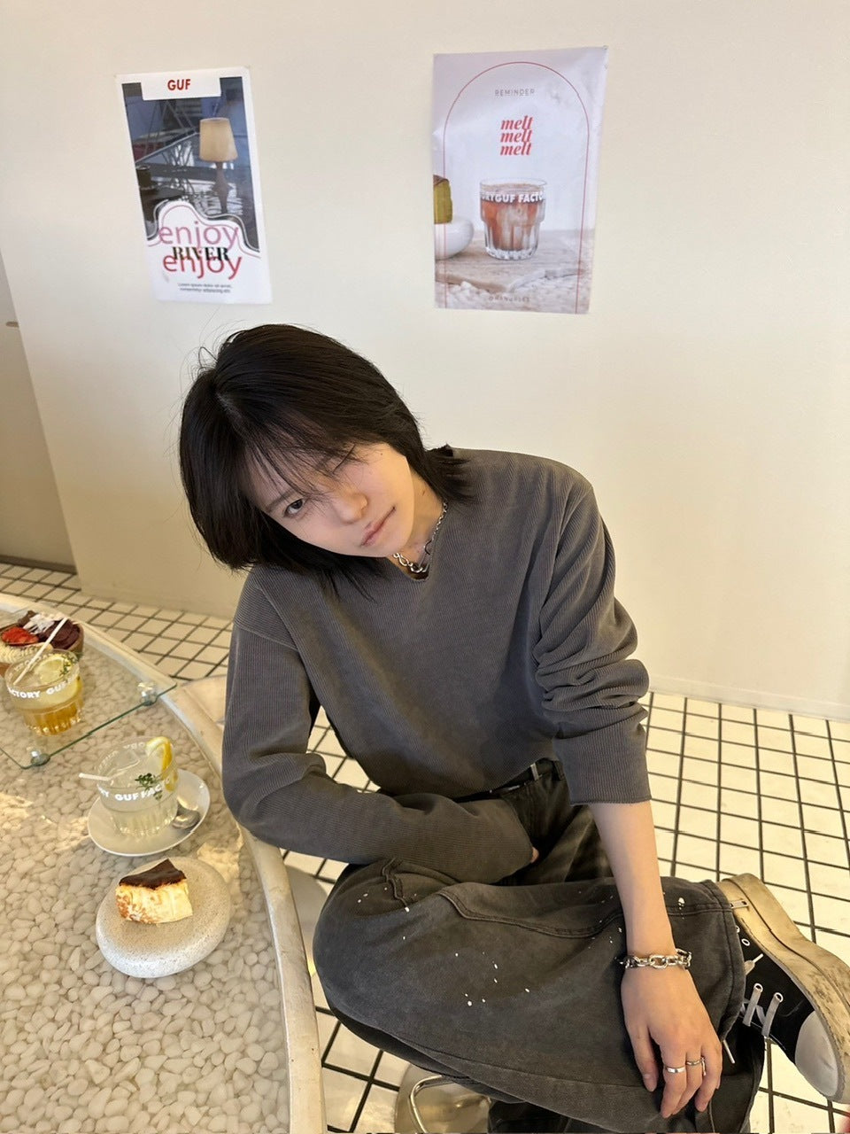 【LUV CODE】v neck rib knit (3color)