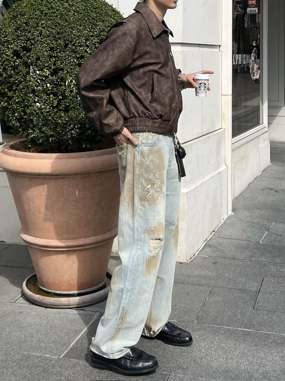 受注制【Chikashitsu +】bloody wash damage denim pants / 【チカシツプラス】ウォッシングダメージデニムパンツ