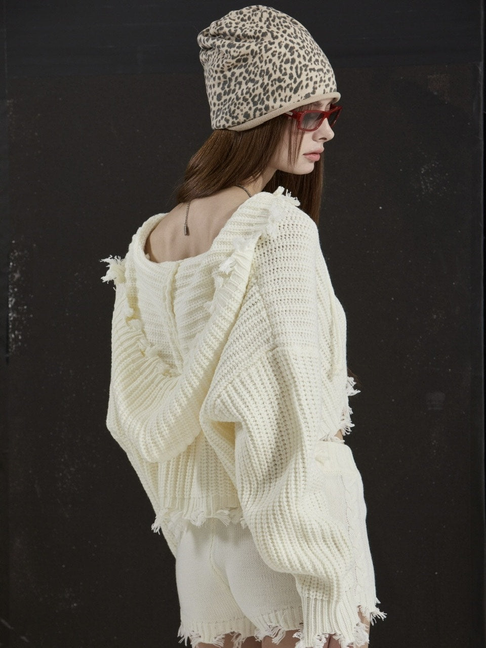 【GATELESS】RIB KNIT ZIP-UP HOODIE