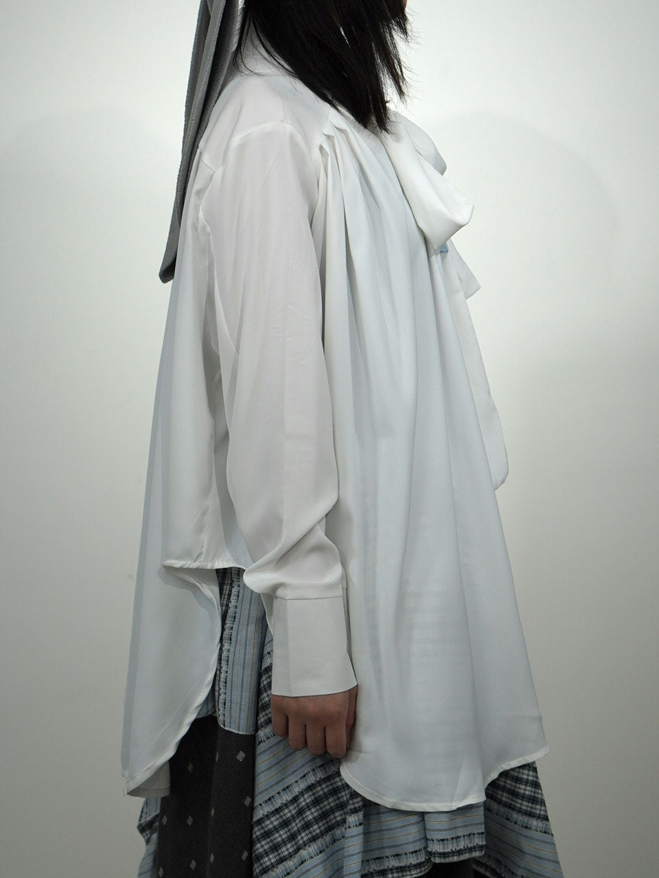 国際配送【Nerd out XU】satin tie shirt (2color)