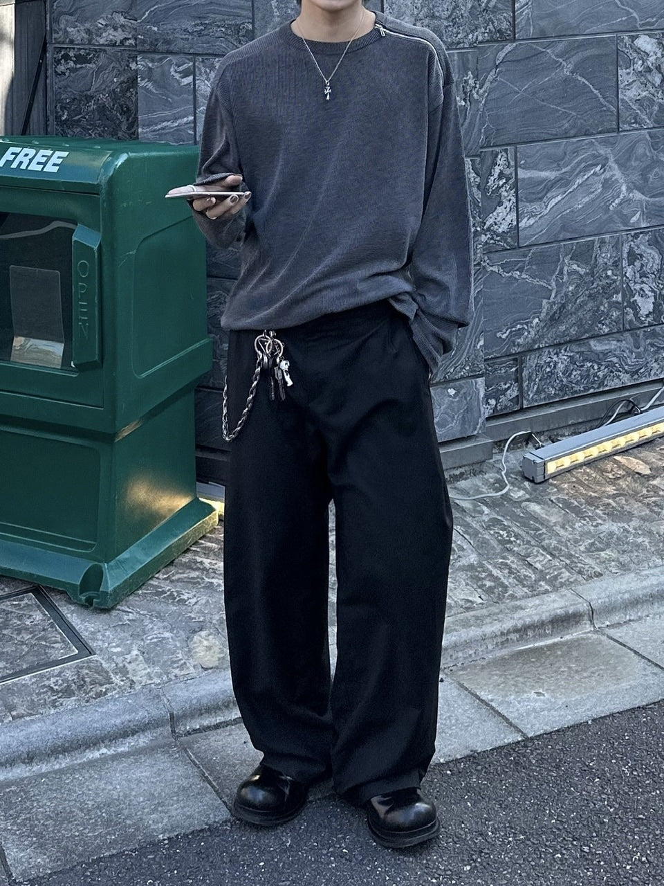 大阪店WEB限定【Chikashitsu +】shoulder zip long sleeve (2color)