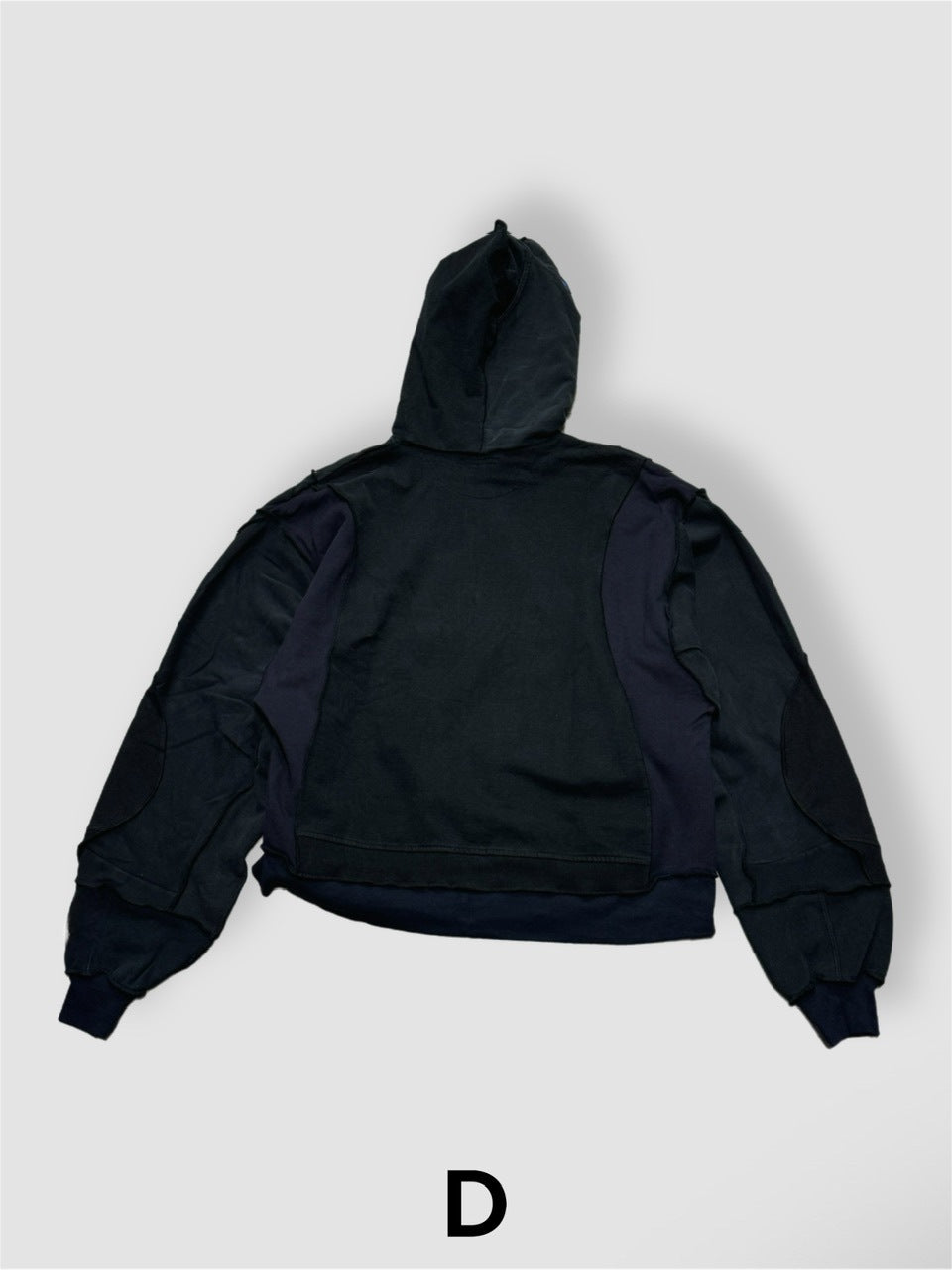 【Re +】double zip cutting switch hoodie (black)