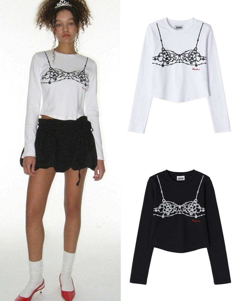 【CRANK】PEARL BUSTIER PRINTING TOP