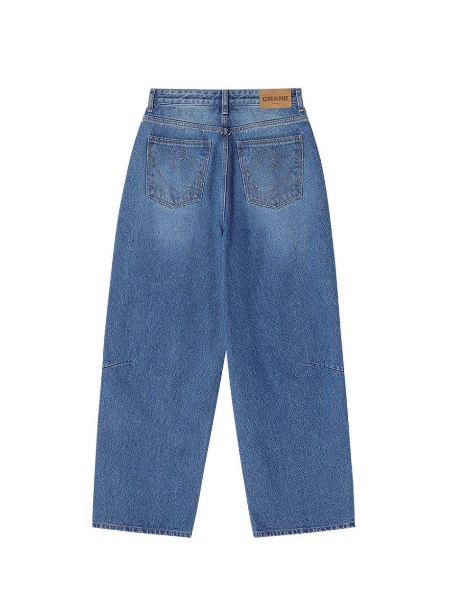 【CRANK】STUD WIDE JEANS