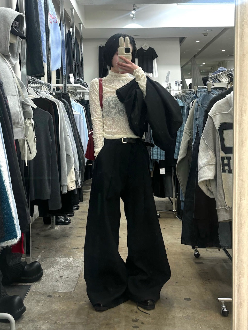 受注制【Chikashitsu +】side design wide slacks (2color)