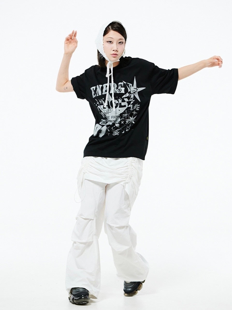 【HOLY NUMBER 7】OVERSIZED HIP HOP FIT STAR GRAPHIC T-SHIRT