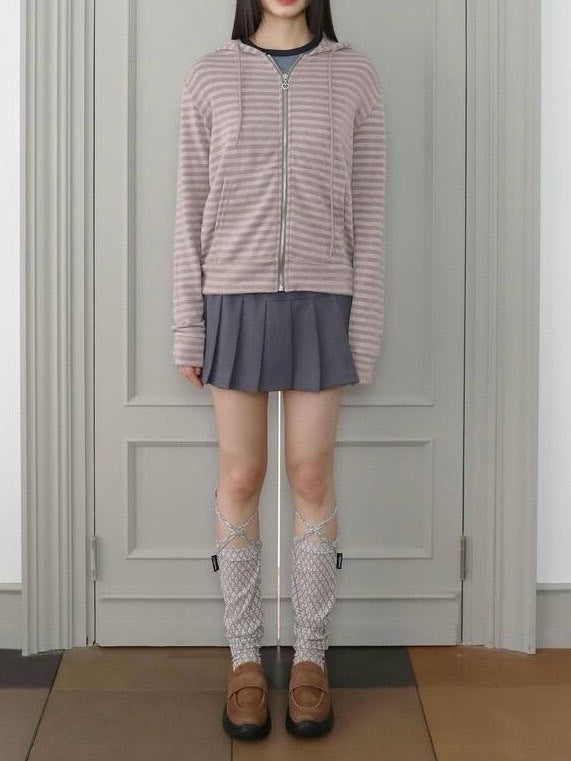 【Uglyshadow】US STRIPED HOOD ZIP UP