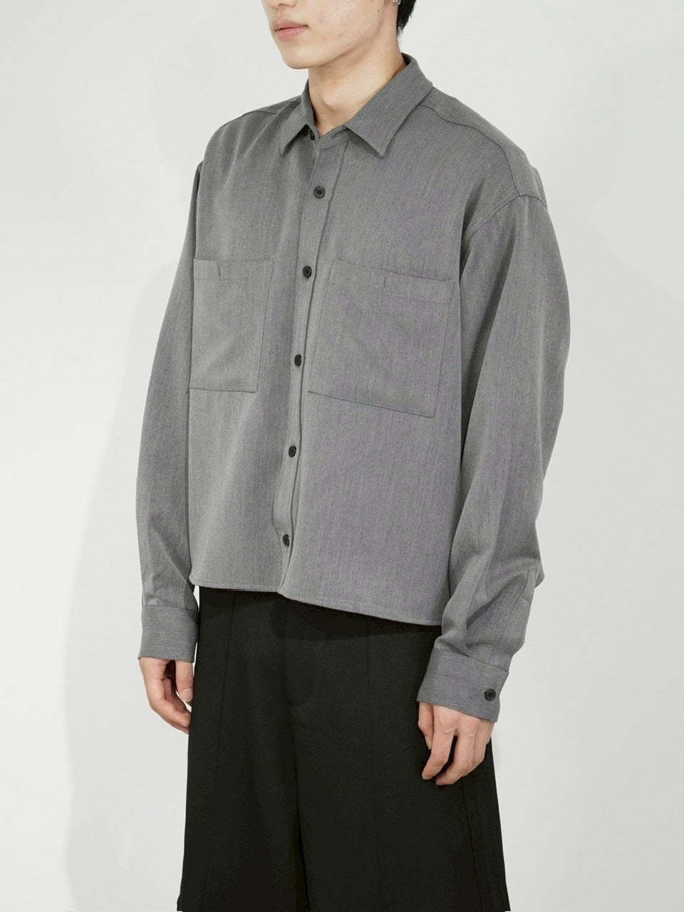 受注制【Chikashitsu +】cropped long sleeve shirt (3color)