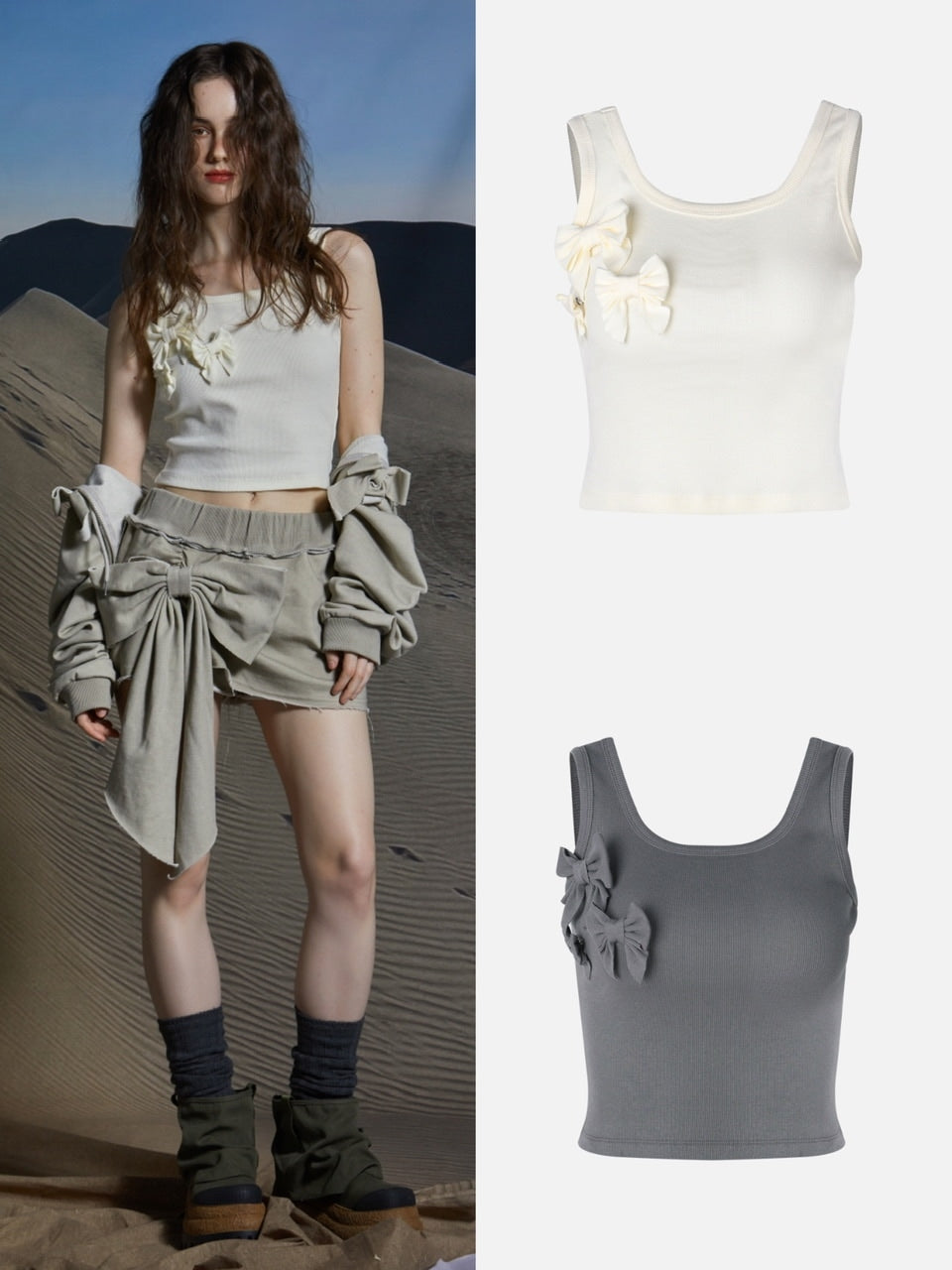 【GATELESS】RIBBON POP TANK TOP