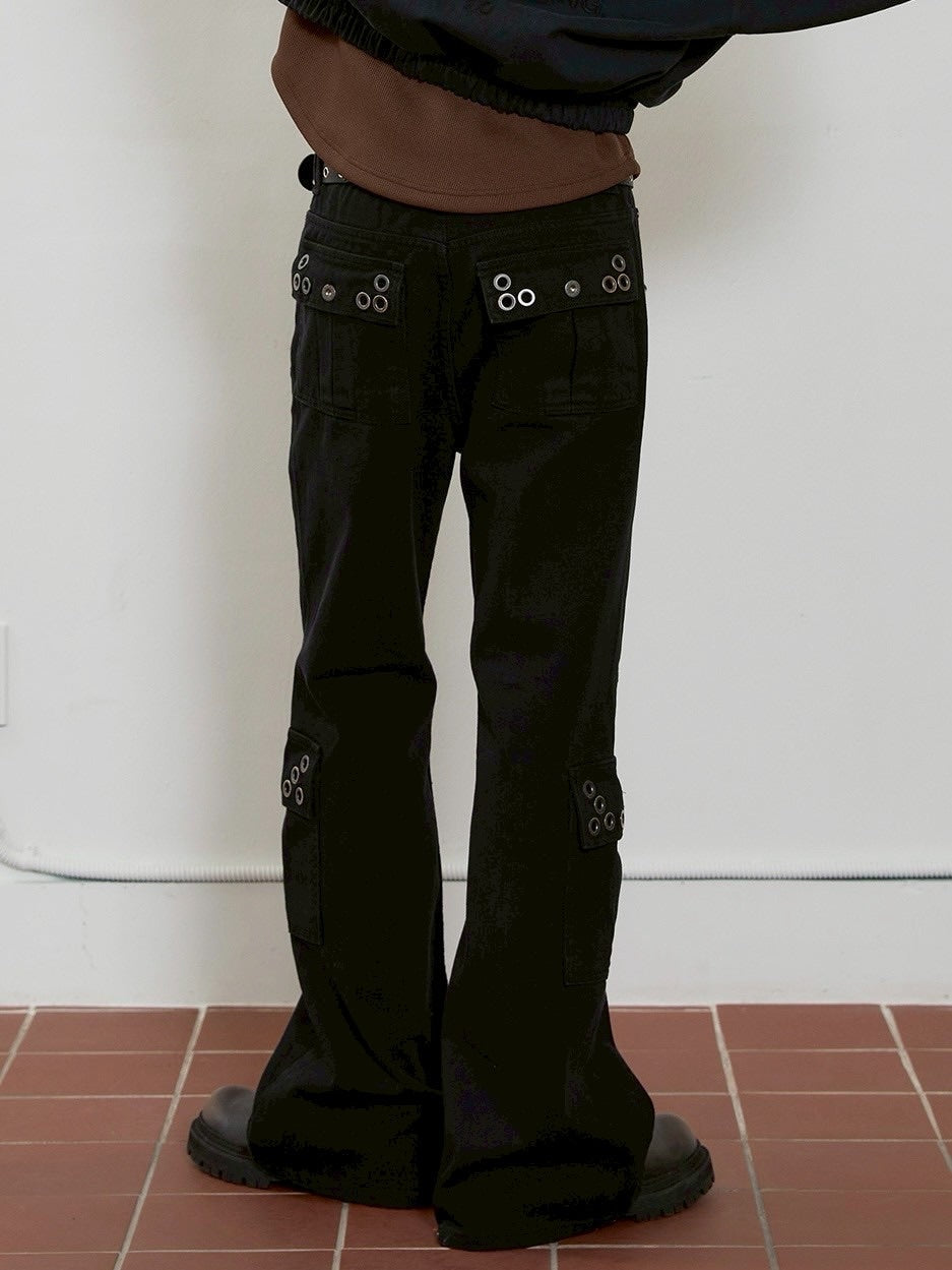 【ESC STUDIO】eyelet denim bootcut pants / 【イーエスシースタジオ】アイレットブーツカットデニムパンツ