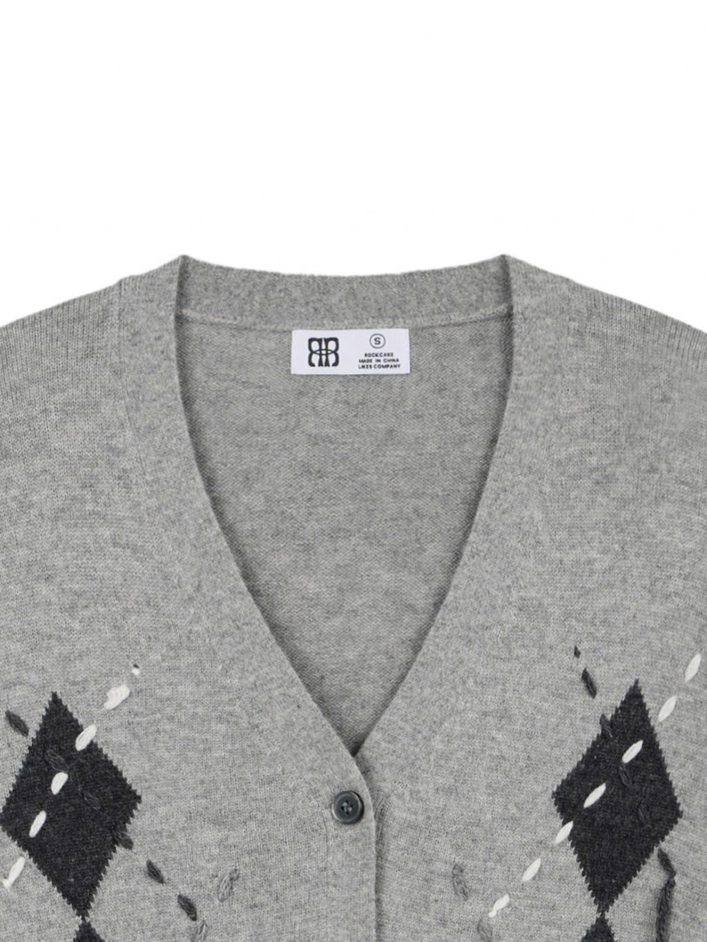 【ROCK CAKE】Argyle Stitch Knit Cardigan