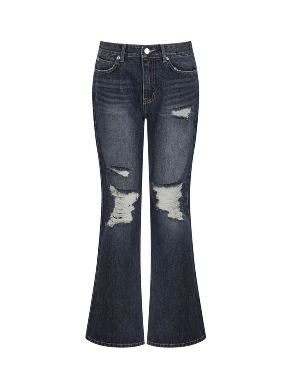 【NOT KNOWING】Destroyed Flared Jean