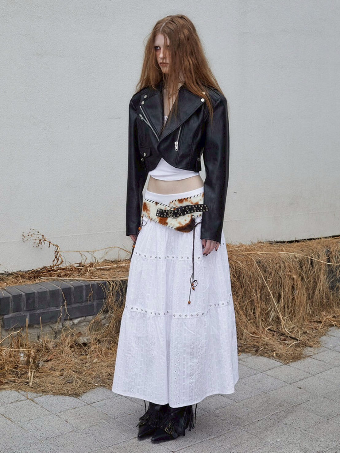 【NOT KNOWING】Tiered Eyelet Maxi Skirt / 【ノットノーイング】ティアードアイレットマキシスカート