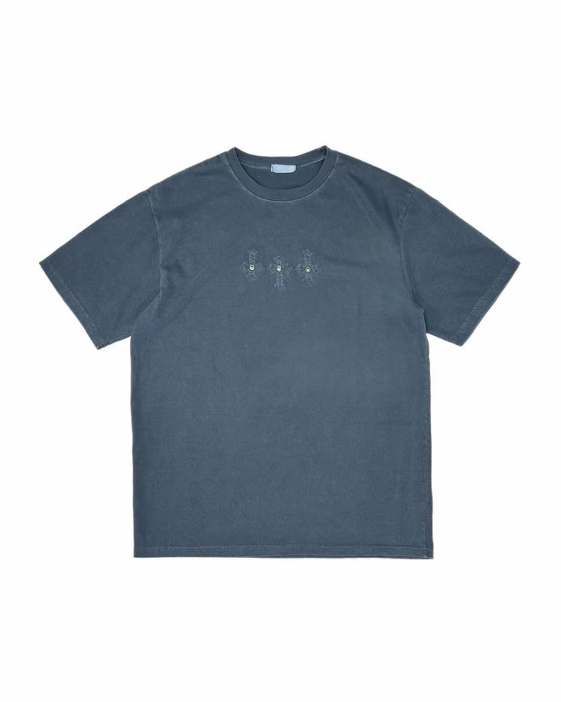 受注制【Chikashitsu +】pigment cross point t-shirt (2color) / 【チカシツプラス】ピグメントクロスポイント半袖Tシャツ