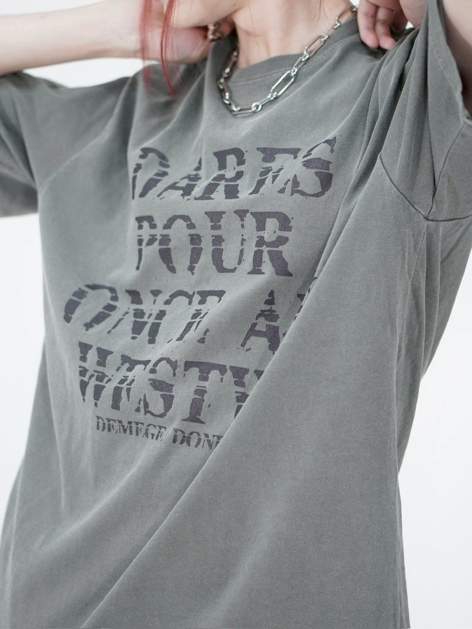 受注制【Chikashitsu +】pigment croque logo t-shirt (3color) / 【チカシツプラス】ピグメントオーバーサイズロゴ半袖Tシャツ