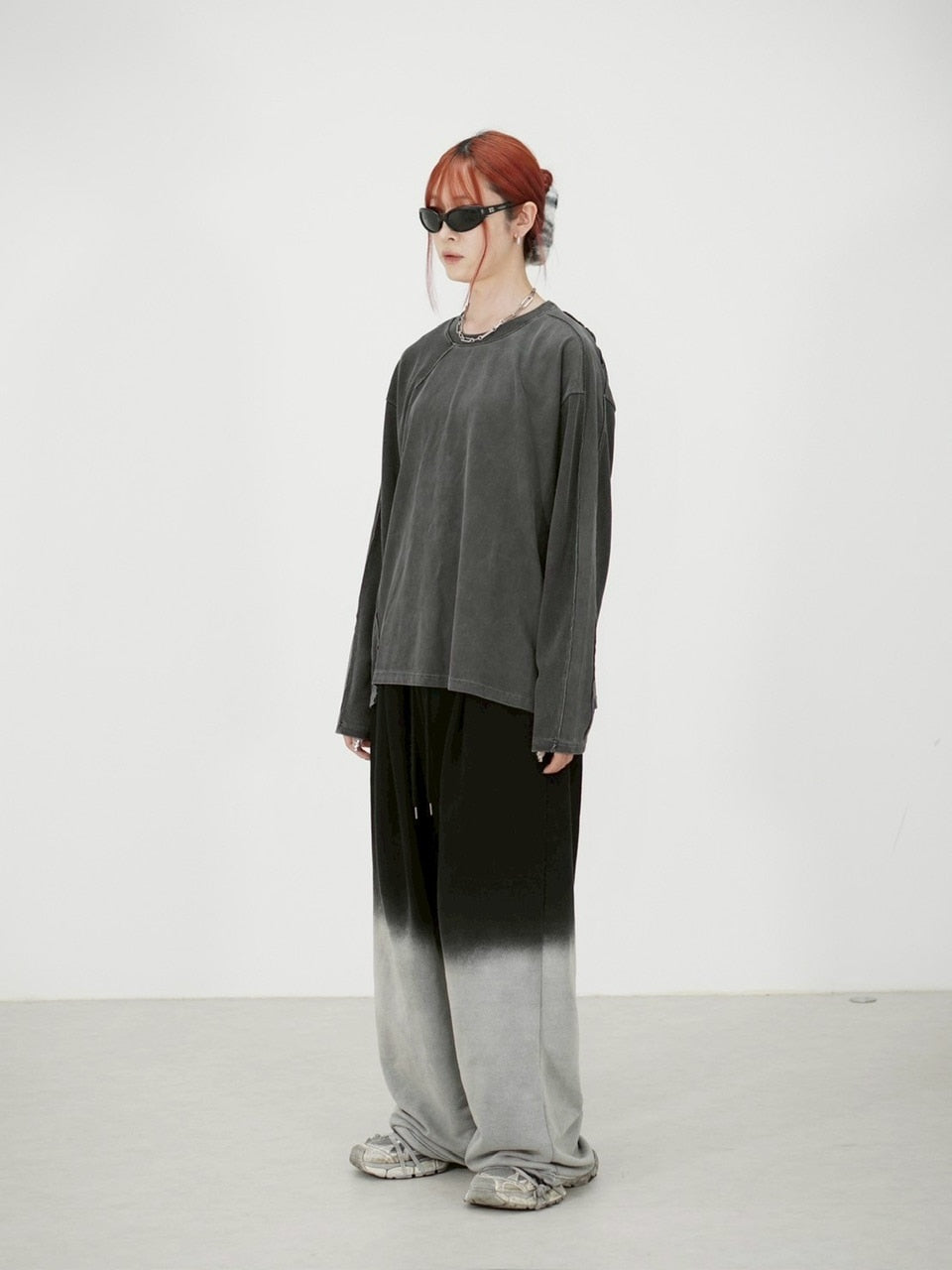 受注制【Chikashitsu +】switching waffle long sleeve (3color)