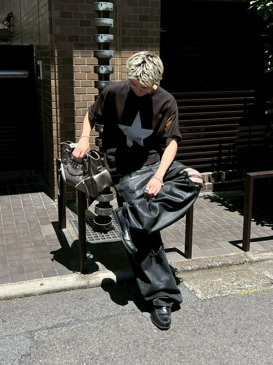 受注制【Chikashitsu +】pigment big star t-shirt (2color) / 【チカシツプラス】ピグメントビッグスタープリント半袖Tシャツ