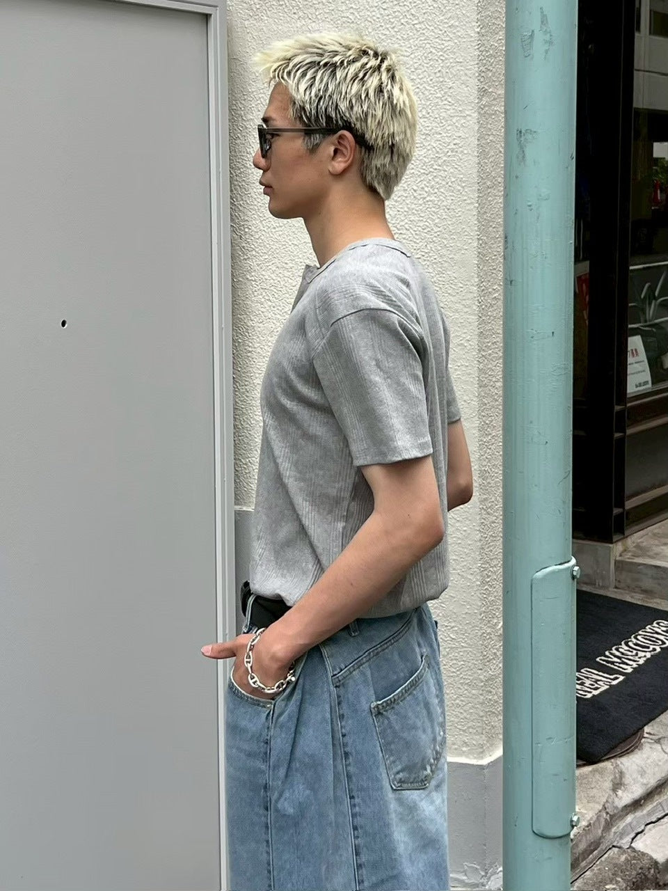 【Chikashitsu +】henry neck half sleeve tee (3color) / 【チカシツプラス】ヘンリーネック半袖Tシャツ